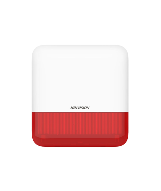 Hikvision DS-PS1-E-WE rouge - Sirène alarme extérieure radio flash rouge