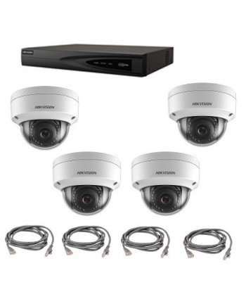 Hikvision Kit vidéosurveillance - Enregistreur IP POE 4 voies 4 dômes 2 Mégapixels